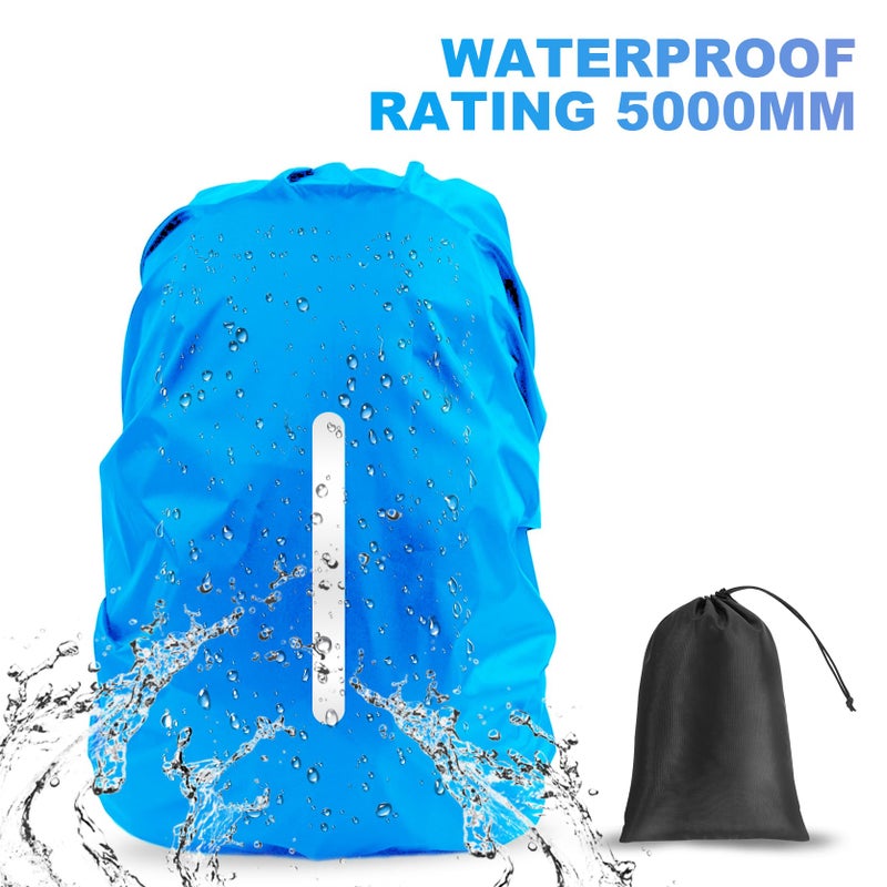 LAMA 2 Pack Waterproof Rain Cover for Backpack, Reflective Rainproof Protector for Anti-Dust and Anti-Theft,L Size(45L-55L) 1 Pcs Black+ 1Pcs Blue - Image 4